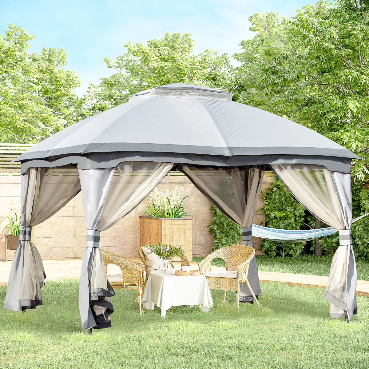la tente Outsunny 3,7 x 3 m