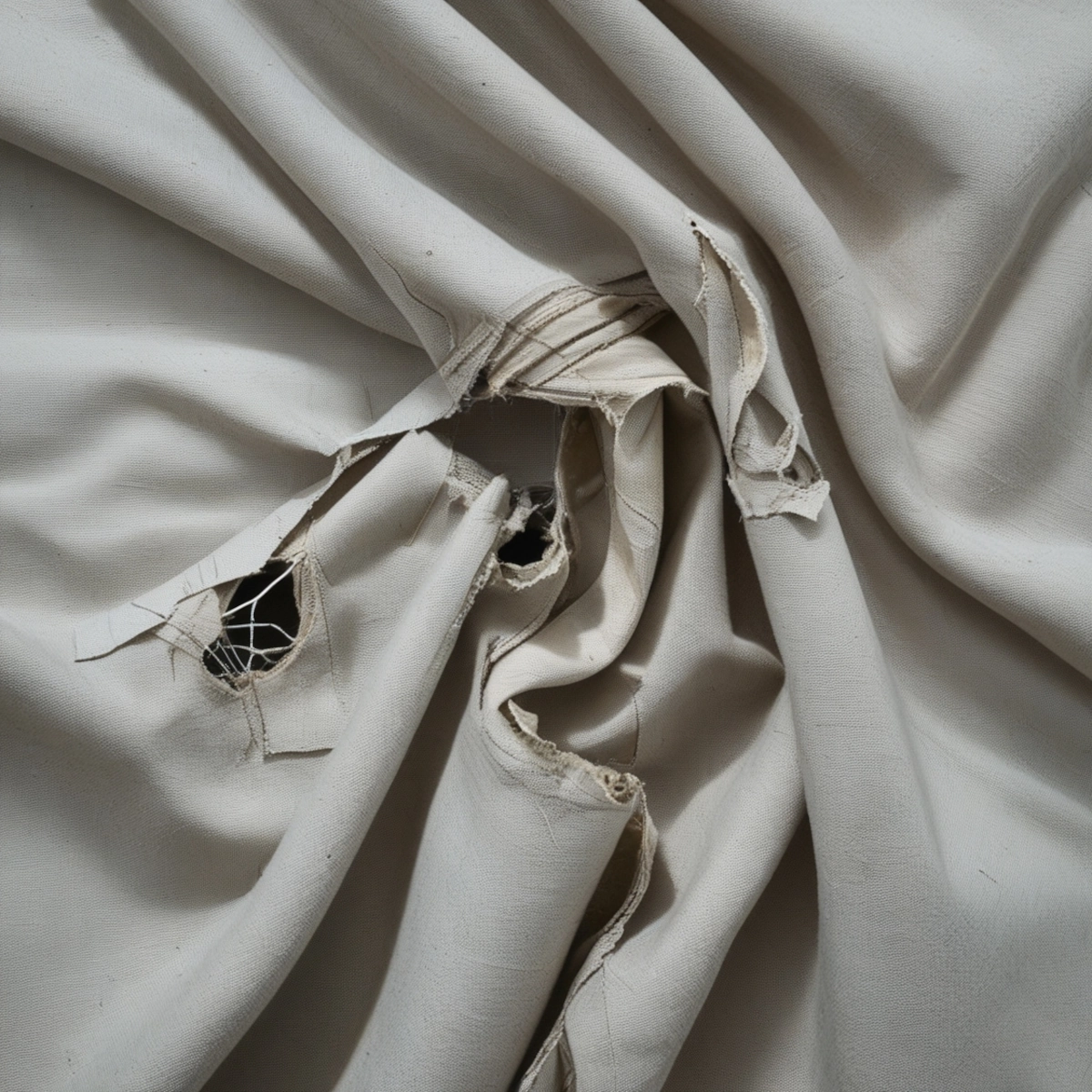 Toile déchirée ou endommagée