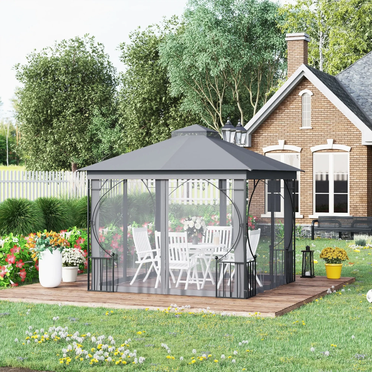 Tonnelle en métal Outsunny 3 x 3 m
