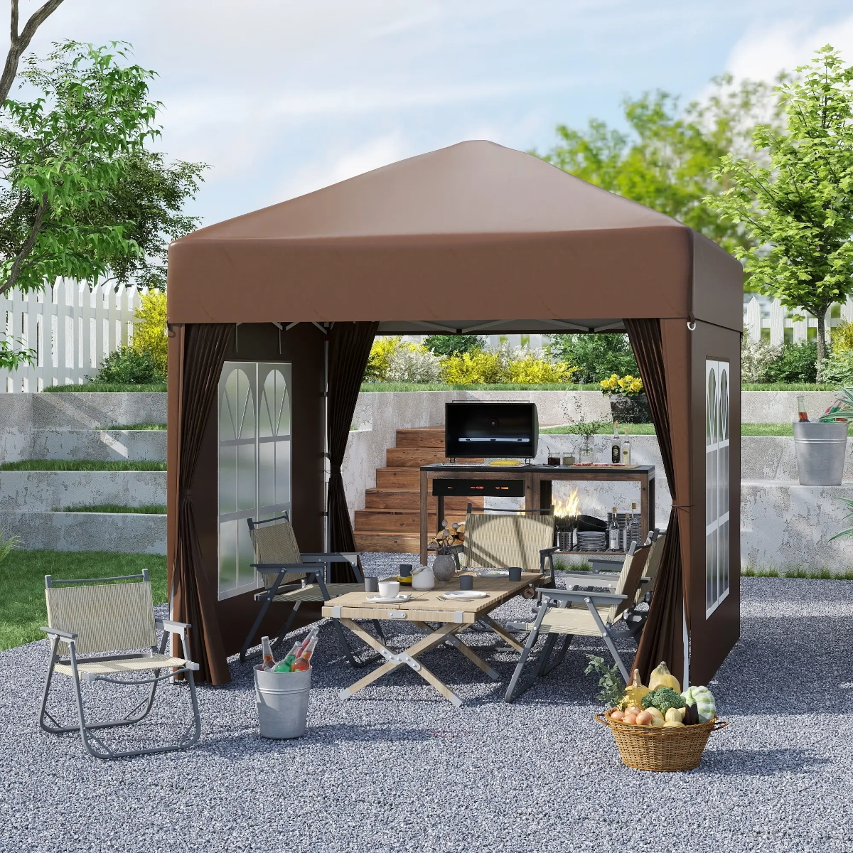Outsunny tonnelle pliante pop-up réglable en hauteur protection UV 2 x 2 m