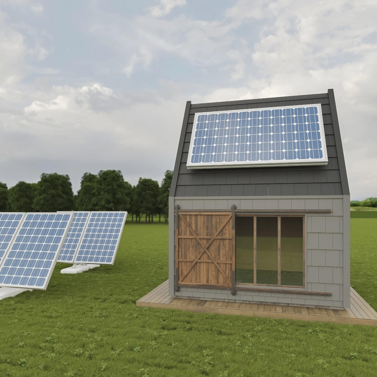 Abri avec lumières solaires