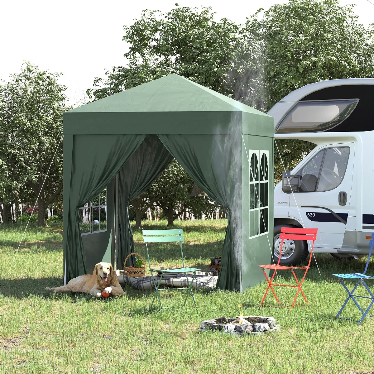 Outsunny tonnelle pliante 2 x 2 m vert foncé
