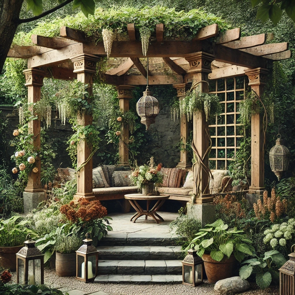 Tonnelle de style chalet rustique