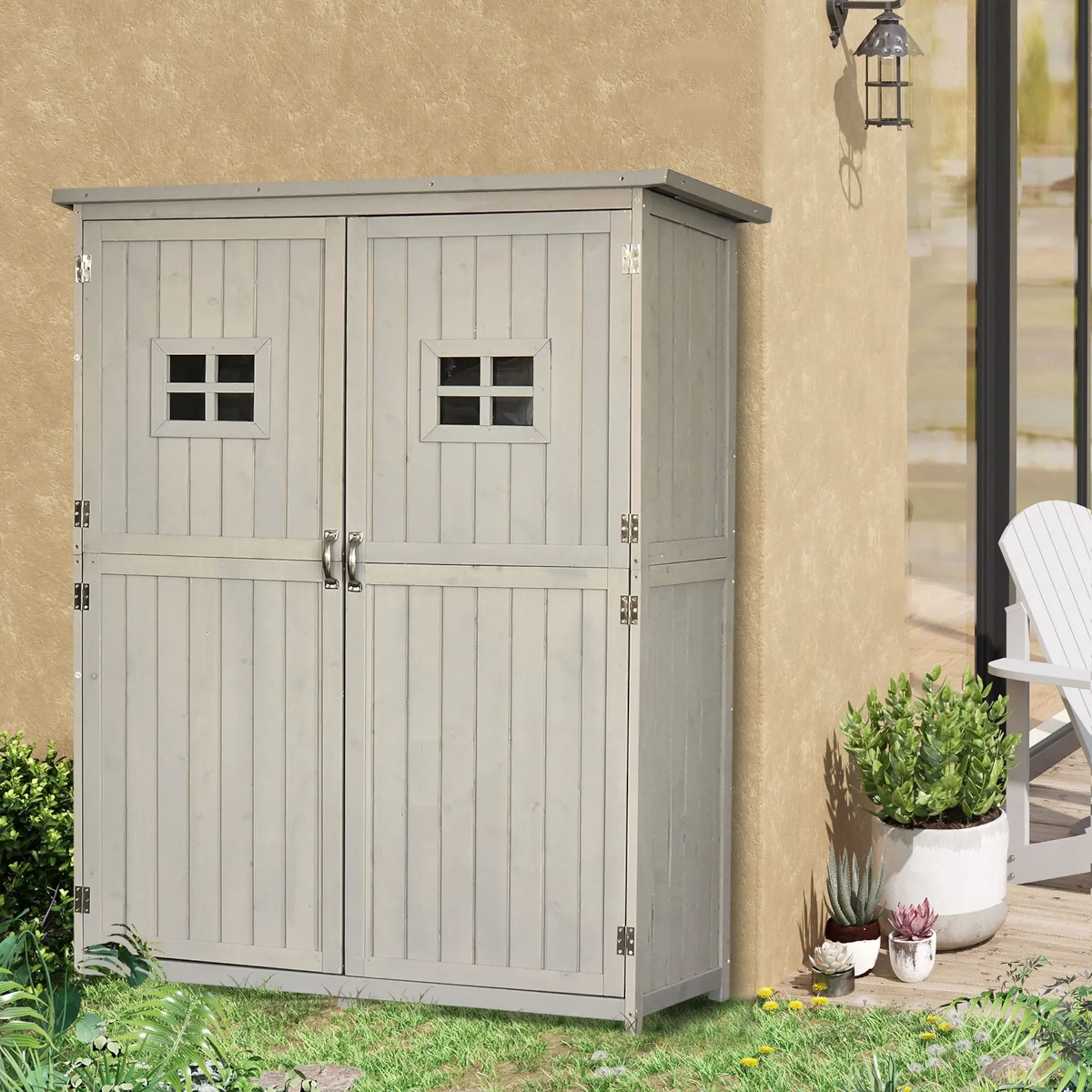 Outsunny abri de jardin en bois avec deux fenêtres