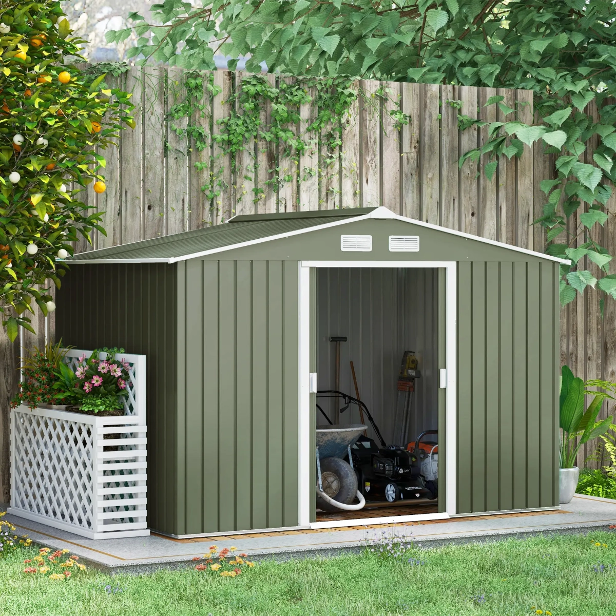 Outsunny abri de jardin en métal 4,9 m²