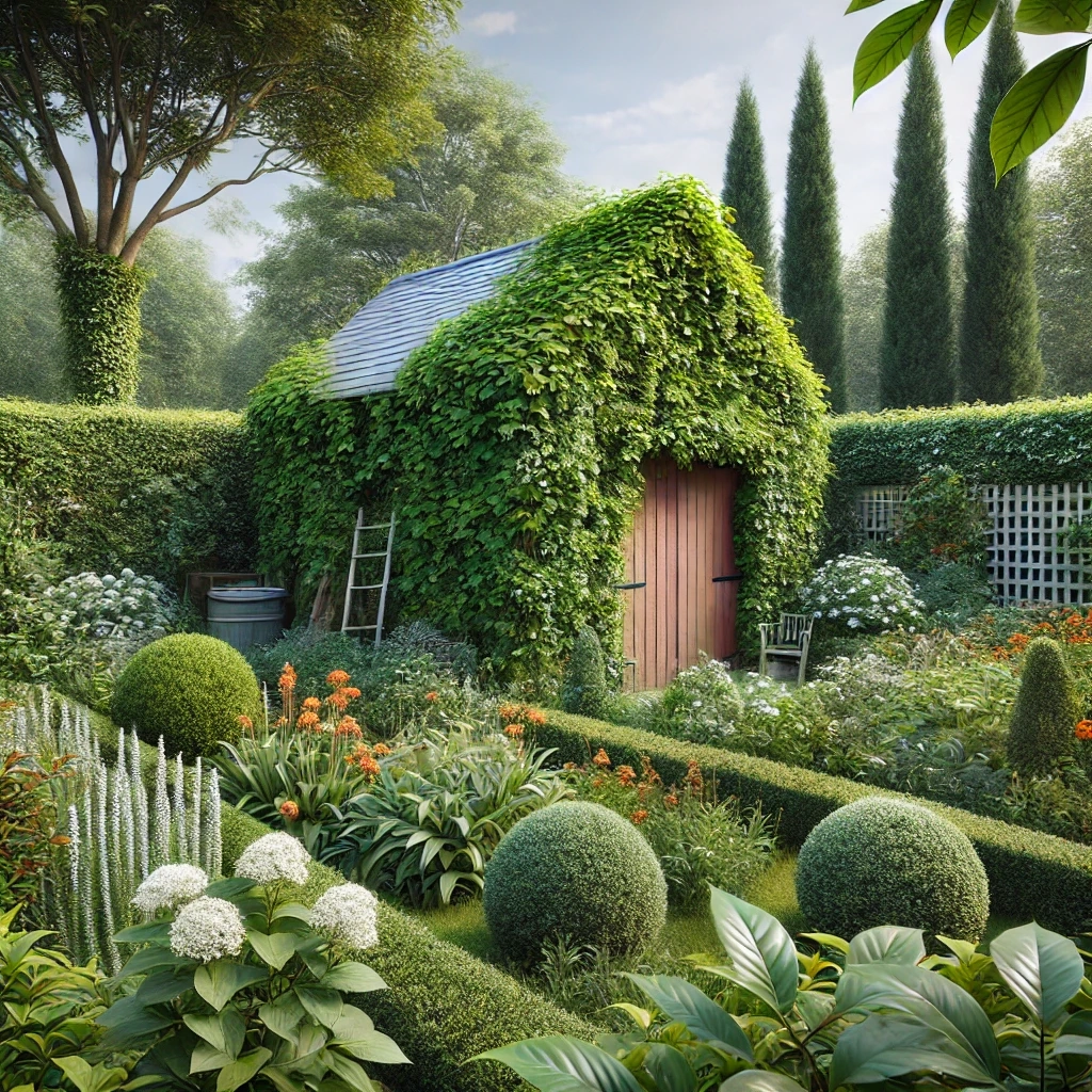 Utiliser des plantes pour dissimuler le hangar