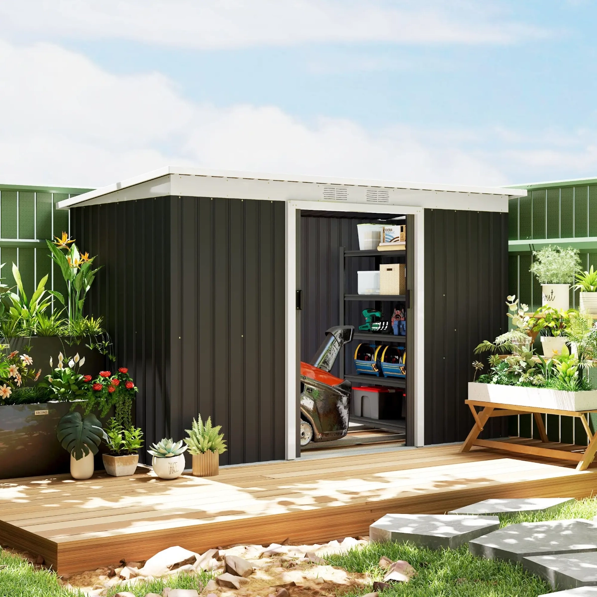 Outsunny abri de jardin 3,6 m² remise à outils
