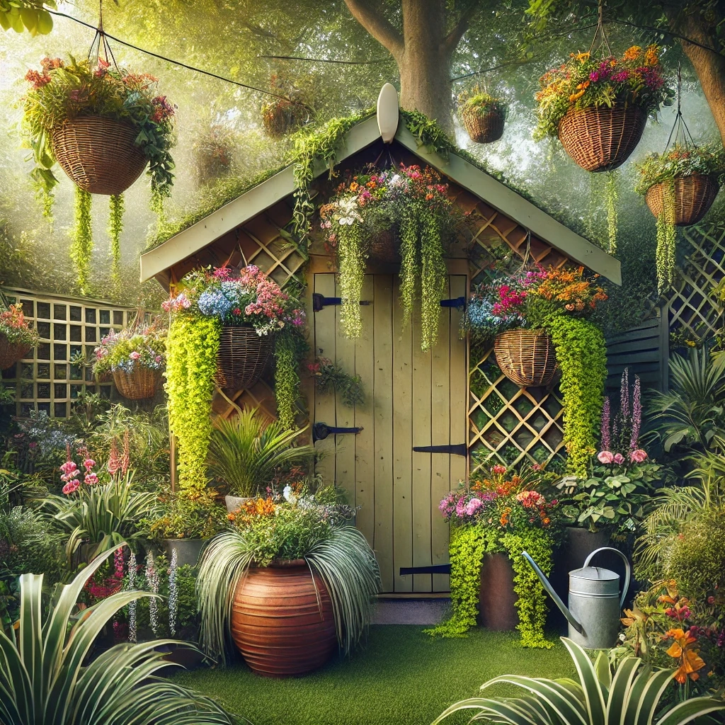 Utiliser des éléments décoratifs pour déguiser un abri de jardin