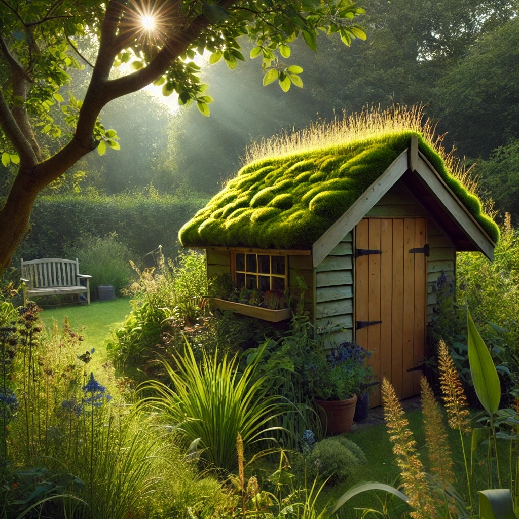 Toiture en mousse de la cabane de jardin