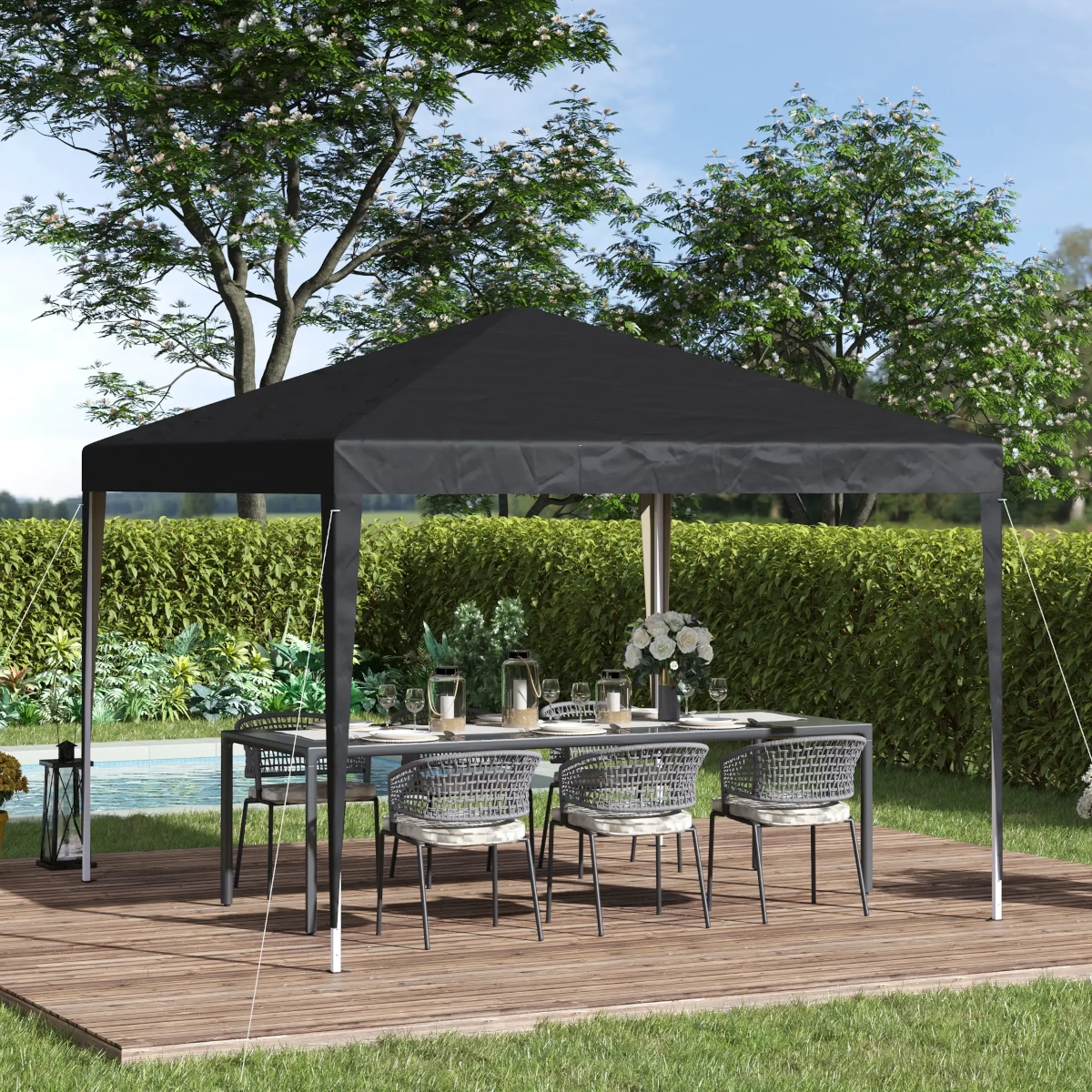 Outsunny tonnelle pliable pop-Up 3 x 3 m avec hauteur réglable
