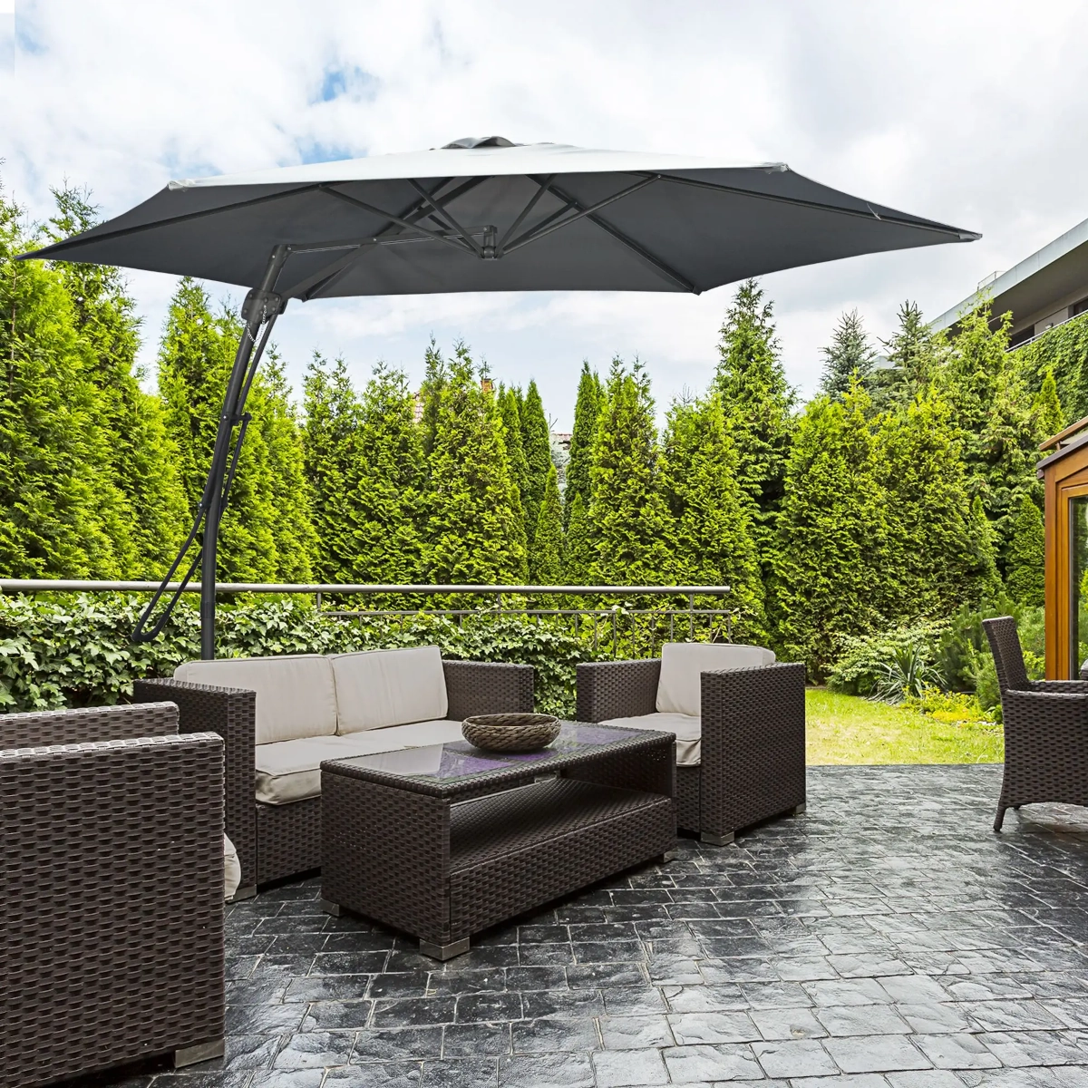 Parasol déporté Outsunny 3m avec levier facile