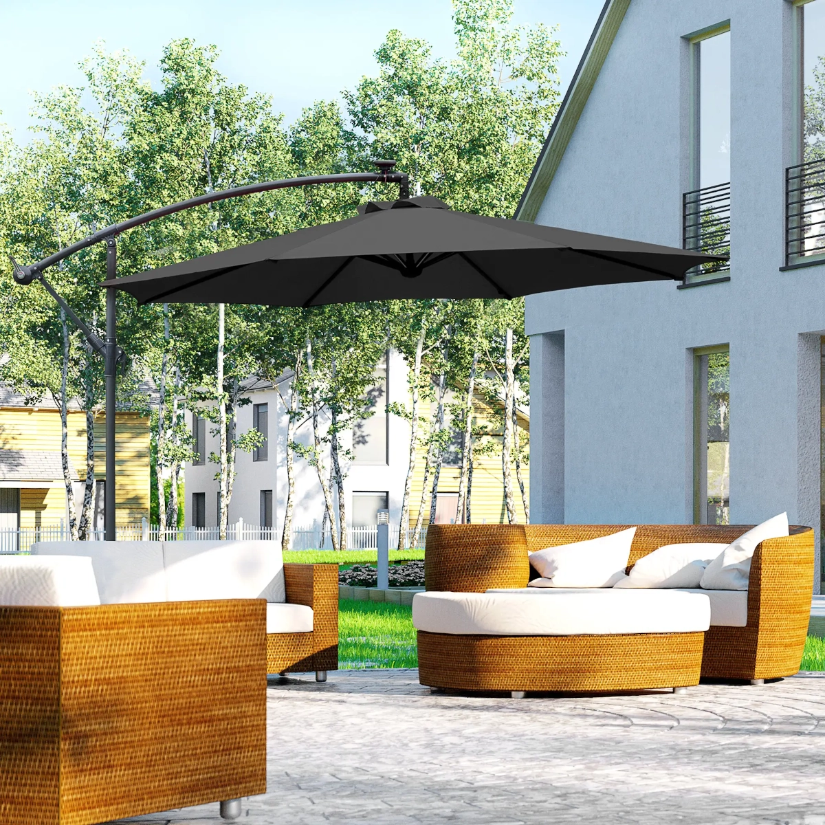 Parasol bananier déporté à LED Outsunny 3m
