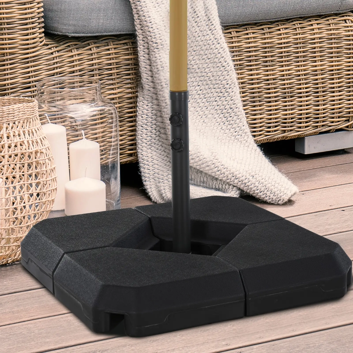 Outsunny Base de Parasol Pied de Parasol 4 Plaques Durable Acier HDPE
