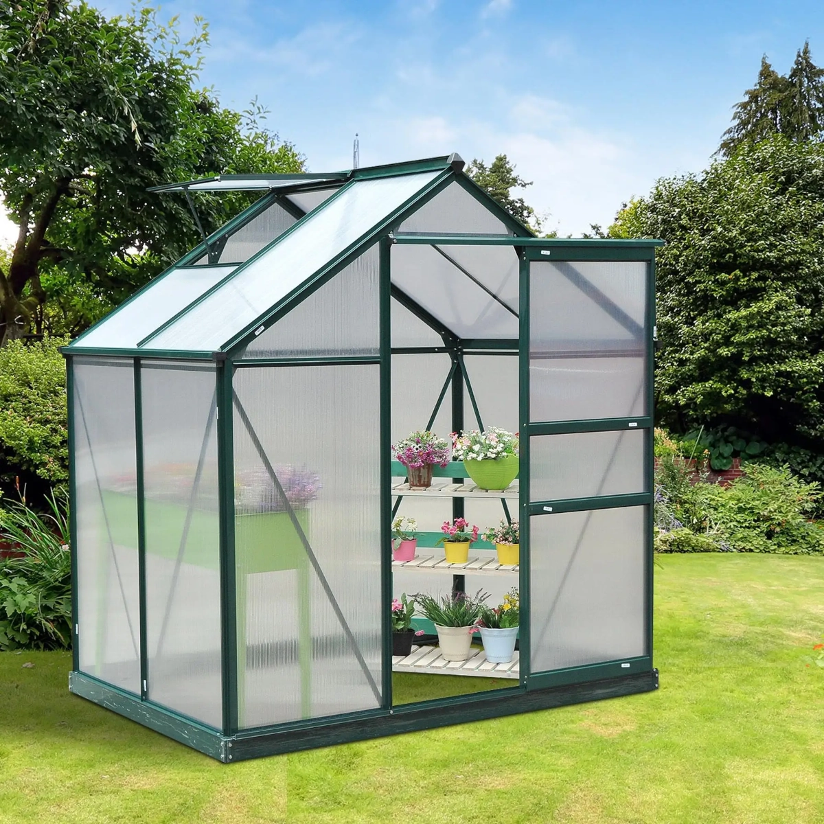 Outsunny Serre de jardin polycarbonate 190 x 132 x 201 cm résistant