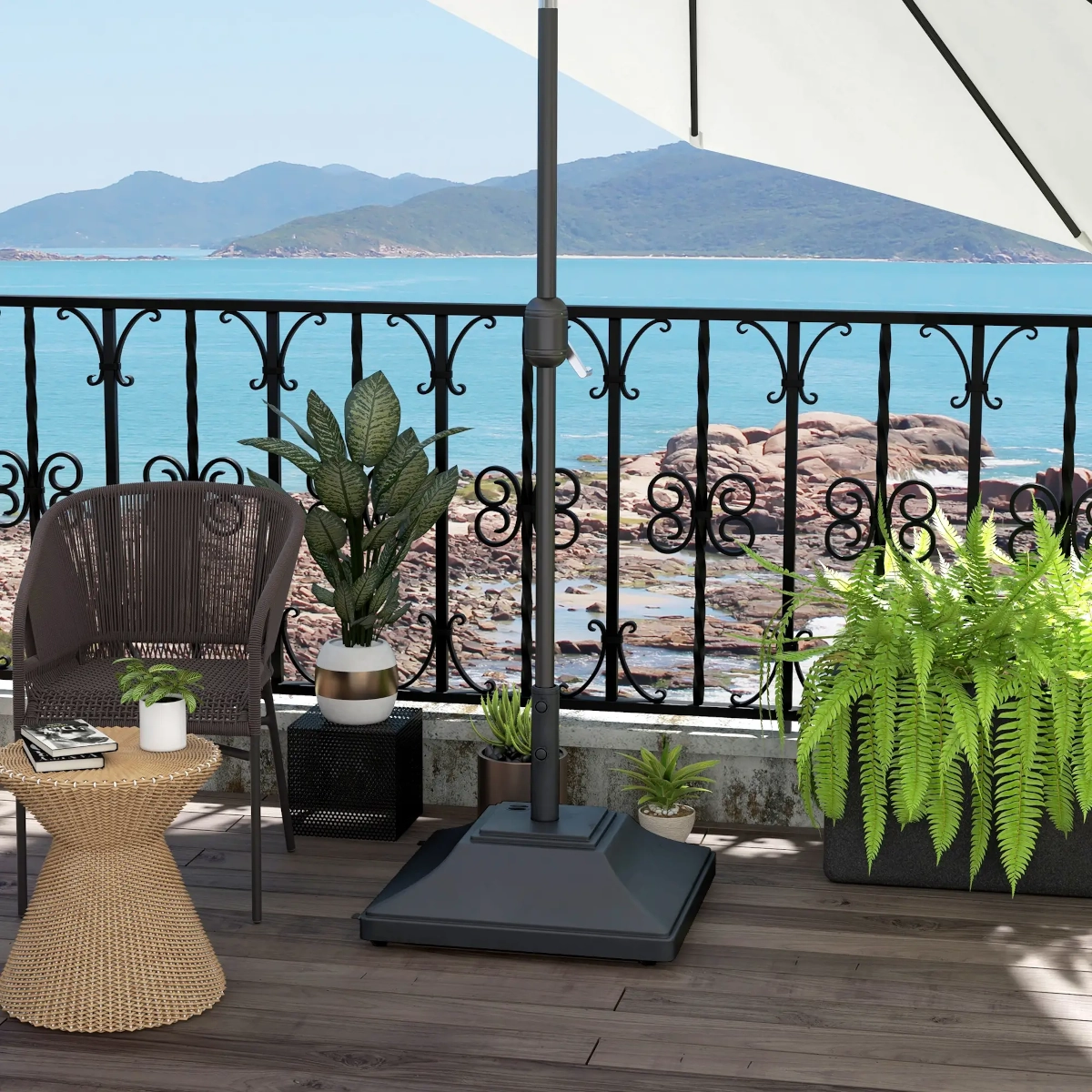 Outsunny base de parasol lestable 60 kg avec roues