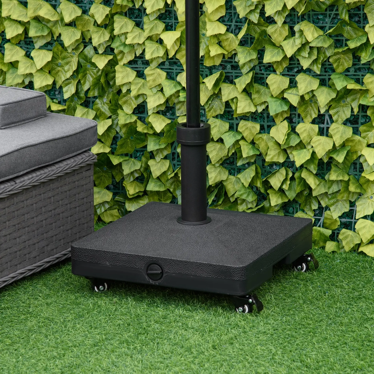 Outsunny base de parasol de jardin avec roues