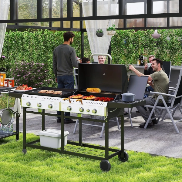 Outsunny Deluxe Duo Barbecue à Gaz