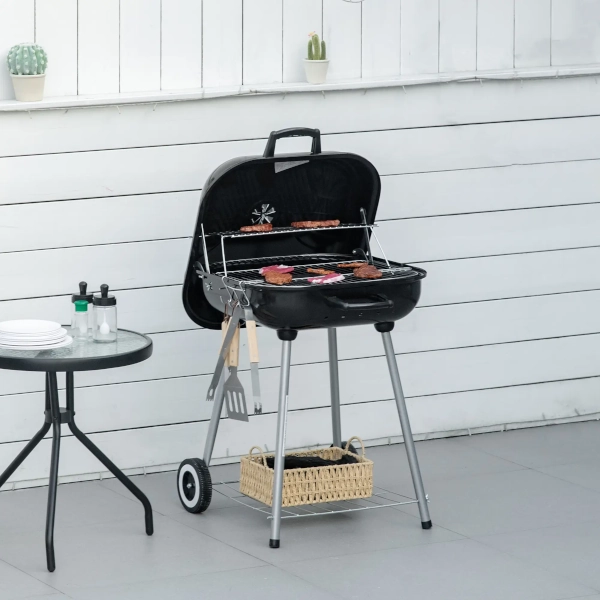 Barbecue à charbon portable Outsunny avec couvercle