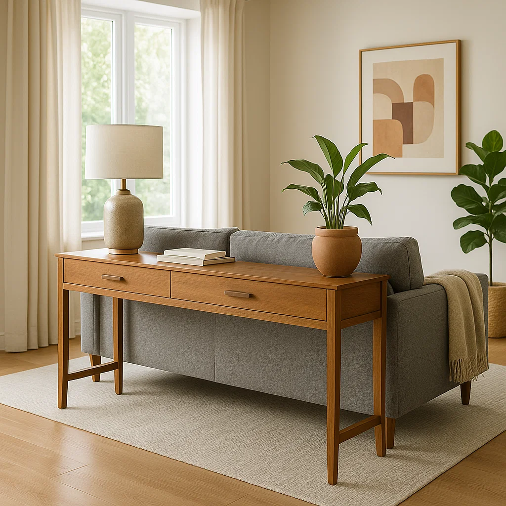Console placée pour rehausser le style et la fonctionnalité d'un espace intérieur.