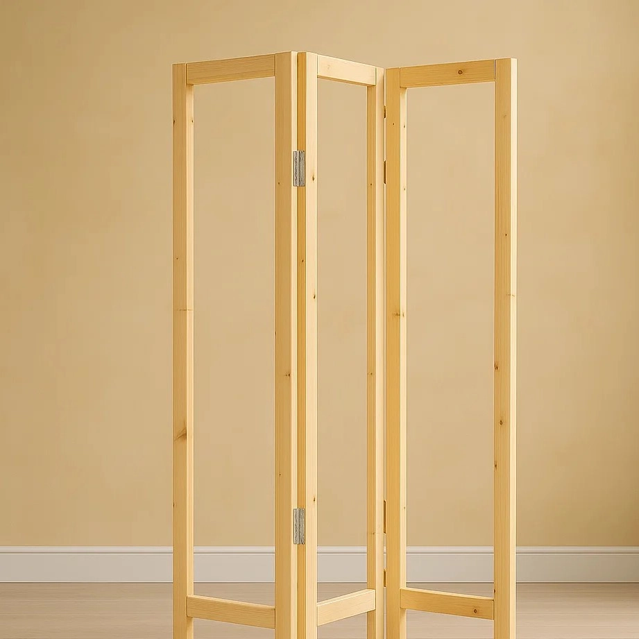 Close-up of brass hinge securely attached between two wooden panels.