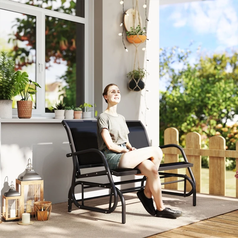 Double glider rocker bench offering comfortable outdoor seating with soothing rocking motion.