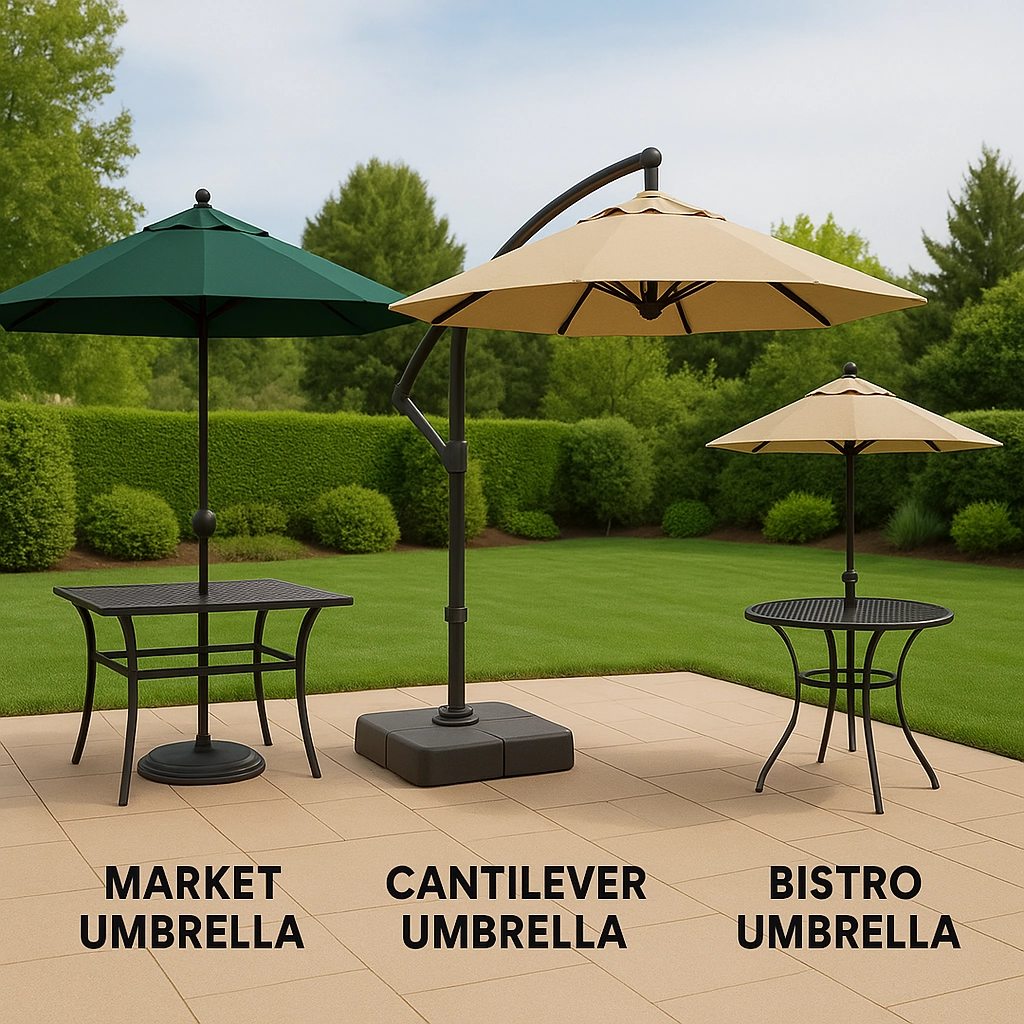 Parasols de marché, d'appoint et de bistrot pour les aménagements extérieurs.