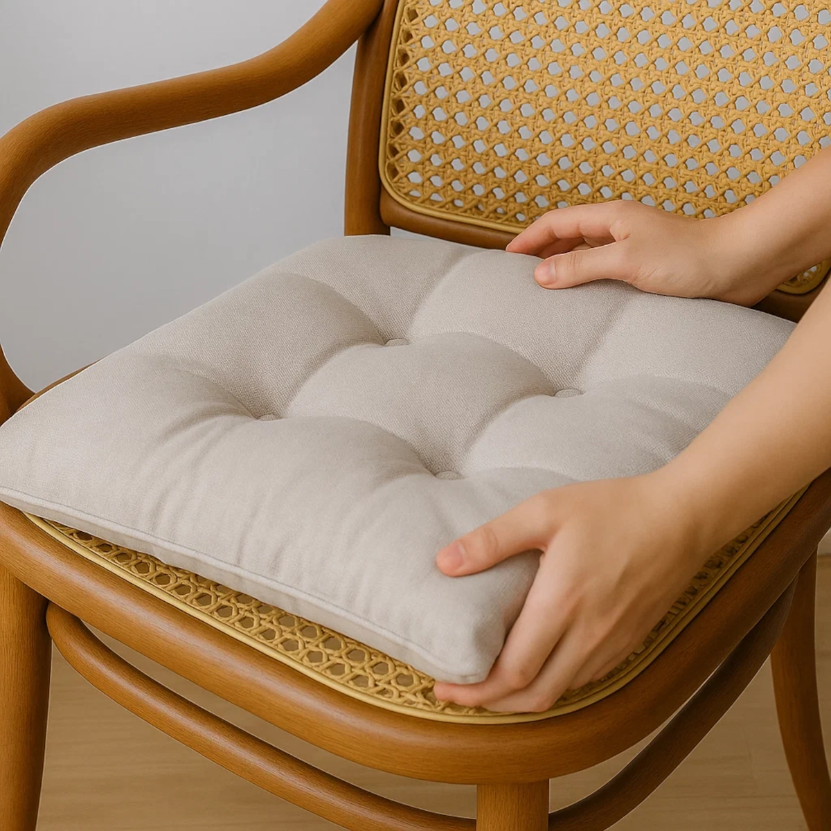 Ajout d’un renfort structurel au cadre du meuble en rotin pendant le processus de réparation