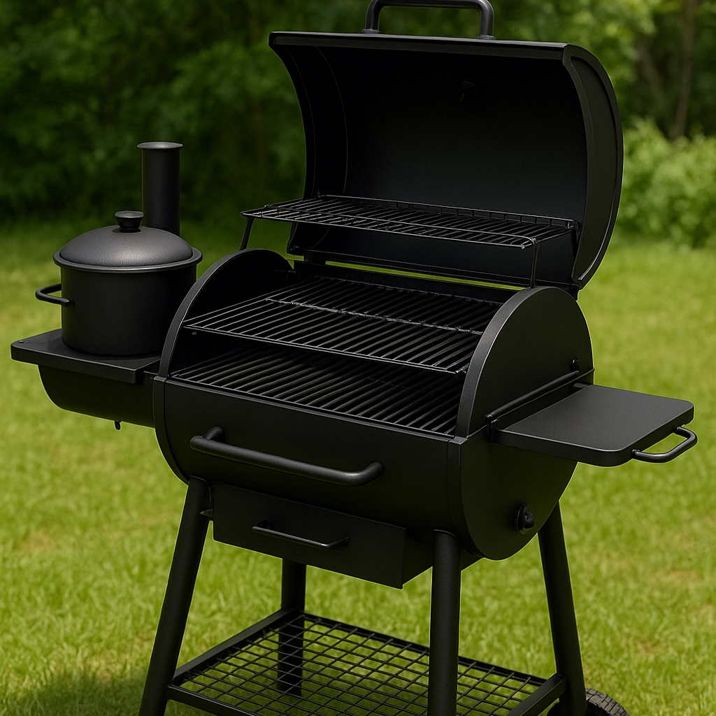 Barbecue multifonction pour griller, fumer et cuire au four en camping en plein air.