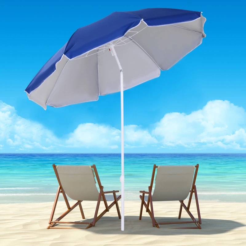Parasol de plage Outsunny de 6,7 pieds avec inclinaison à bouton-poussoir