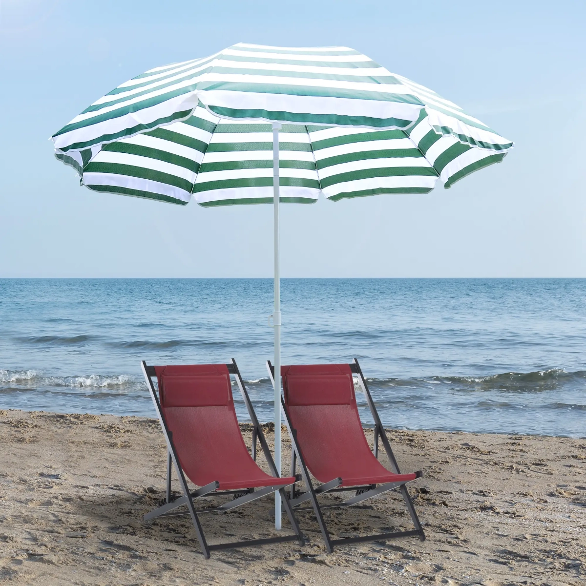 Parasol de plage Outsunny de 6 pieds avec pare-soleil à manivelle