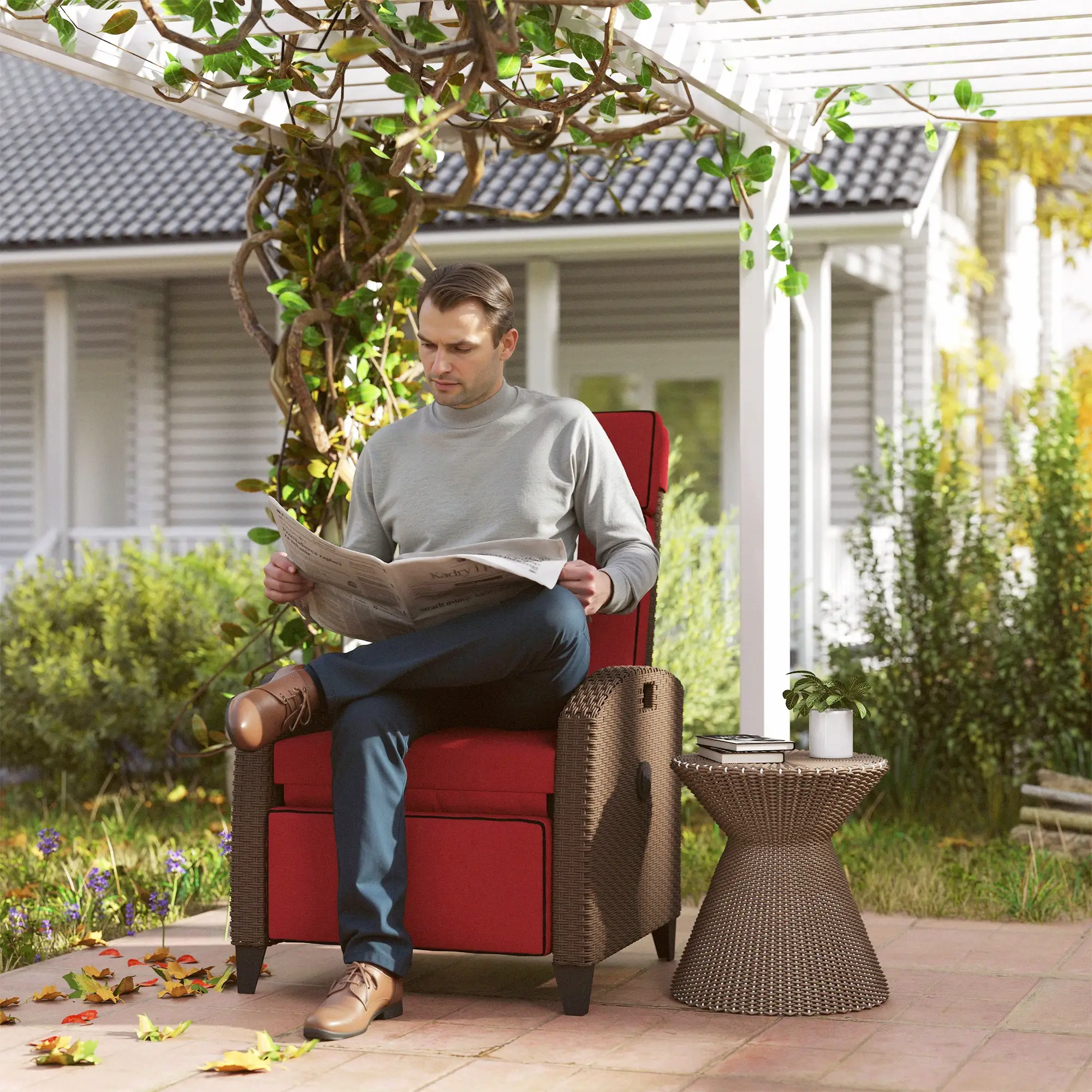 Fauteuil inclinable d’extérieur Outsunny avec dossier réglable