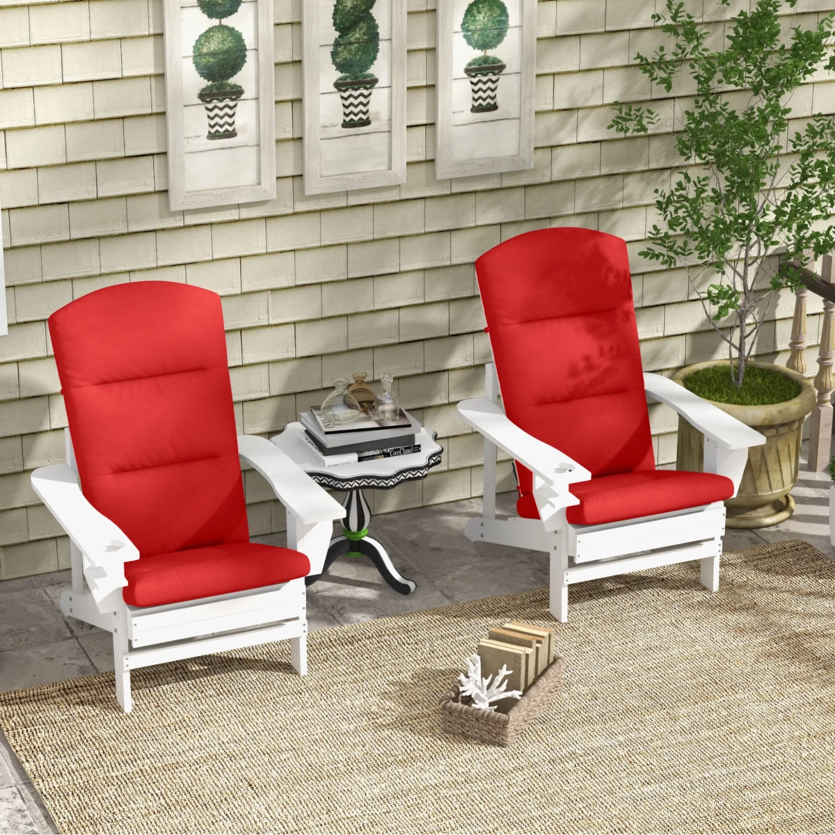 Coussins de chaise de patio Outsunny, lot de 2, bordeaux