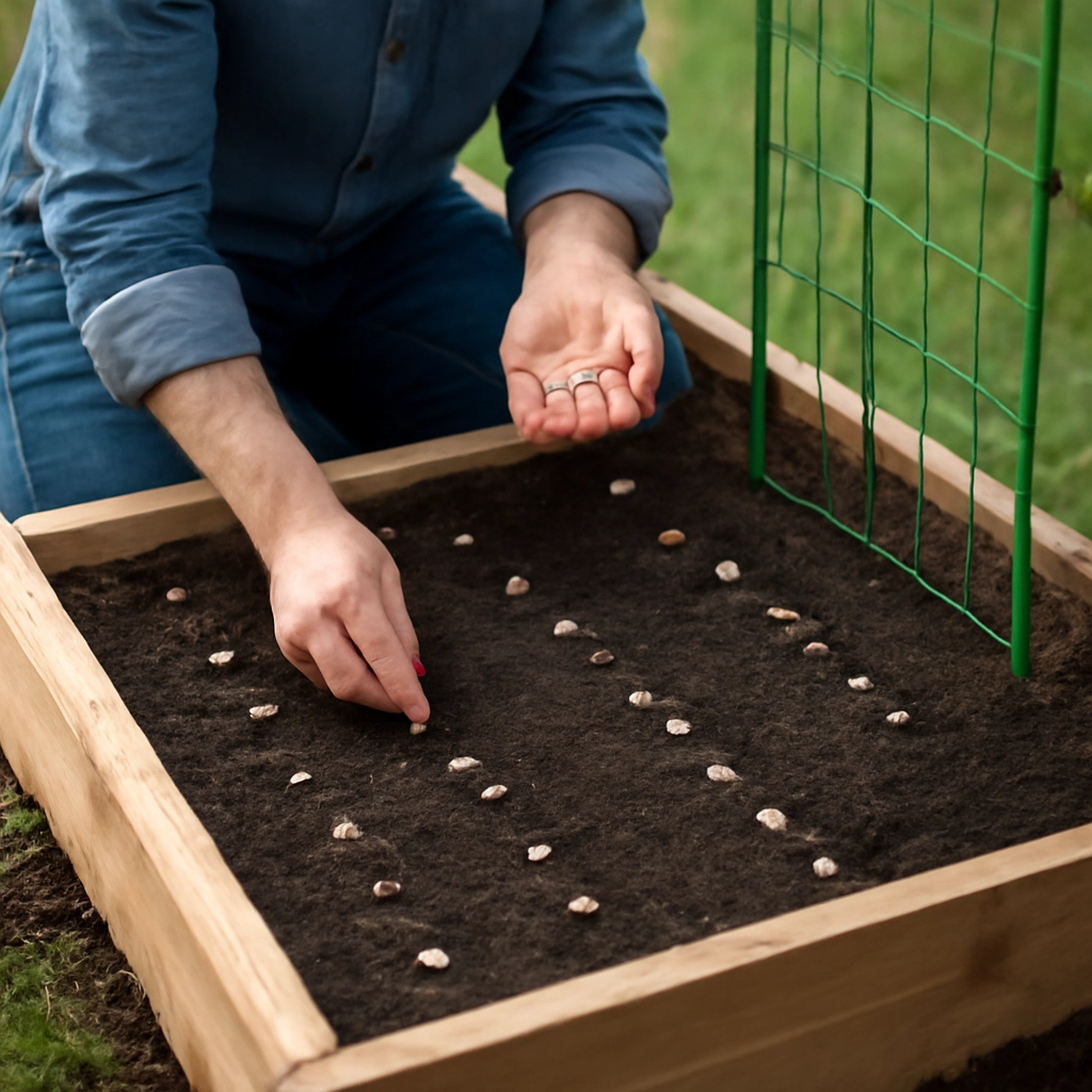 Planter des haricots biologiques dans des bacs surélevés