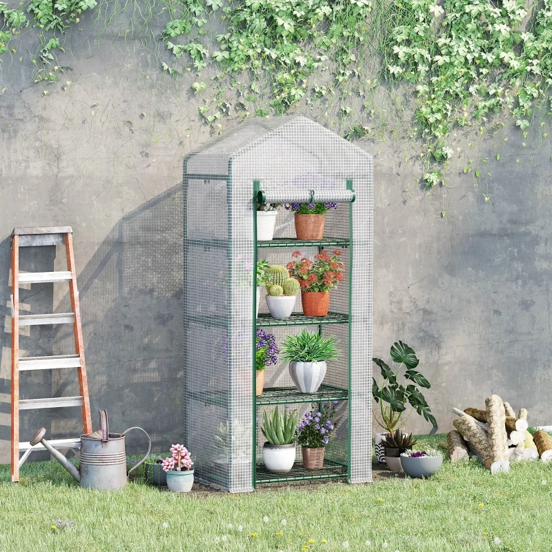 Serre portable avec 4 étagères pour plantes et fleurs en extérieur