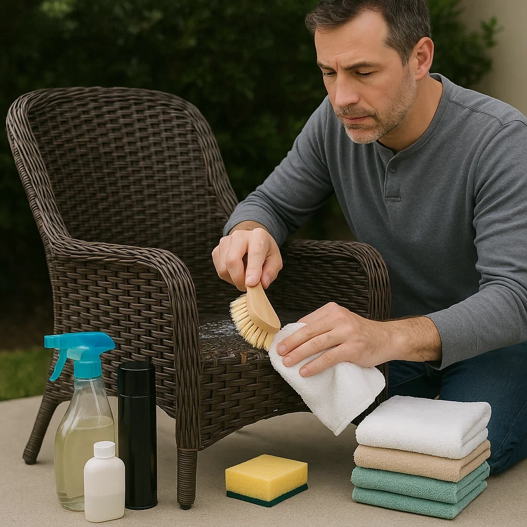Chaises élégantes en rotin synthétique disposées sur un patio pour un confort optimal.