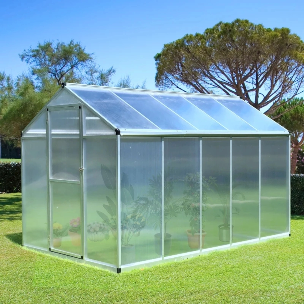 Serre de jardin accessible avec panneaux en polycarbonate